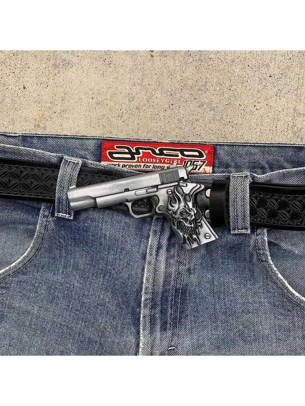 Grunge Punk Gun Skeleton Y2K 2000s style belt. 47 inches length